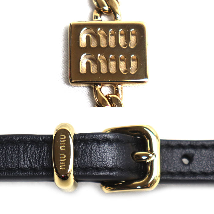 MIUMIU ミュウミュウ トリックキーリング キーホルダー ブラック/バルティックブルー 5TL510_ACRT_F0G52 バッグチャーム レディース【中古】【美品】