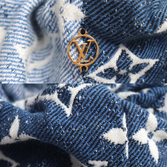 LOUIS VUITTON ルイ・ヴィトン コットン モノグラムデニム シュシュ ヘアアクセサリー M77439 CC1221 レディース【中古】【美品】