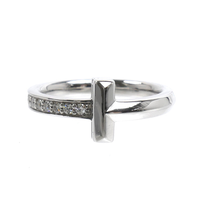 TIFFANY&Co. ティファニー K18WG ホワイトゴールド Tワン ダイヤ リング・指輪 67795474 ダイヤモンド 7号 3.9g レディース【中古】【美品】