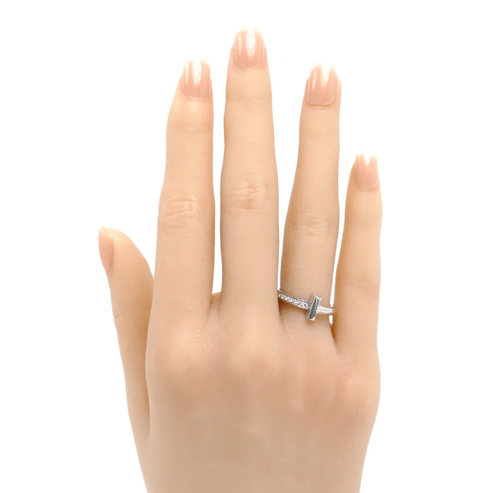 TIFFANY&Co. ティファニー K18WG ホワイトゴールド Tワン ダイヤ リング・指輪 67795474 ダイヤモンド 7号 3.9g レディース【中古】【美品】