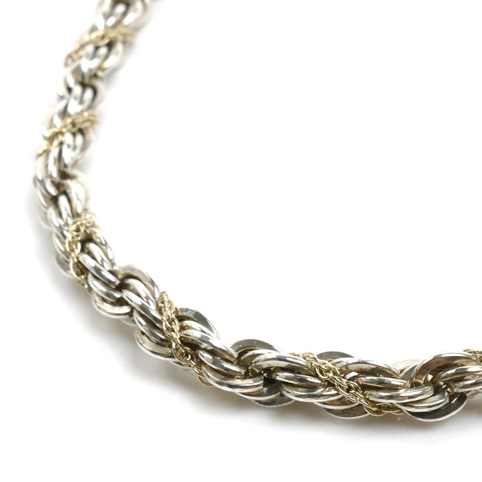 TIFFANY&Co. ティファニー シルバー K14YG イエローゴールド ツイスト ネックレス 51.9g 60cm オールドティファニー ユニセックス【中古】