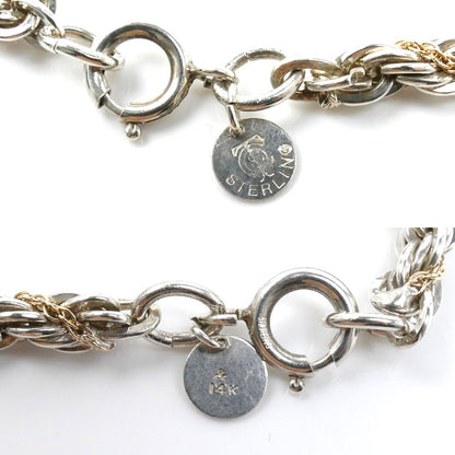 TIFFANY&Co. ティファニー シルバー K14YG イエローゴールド ツイスト ネックレス 51.9g 60cm オールドティファニー ユニセックス【中古】