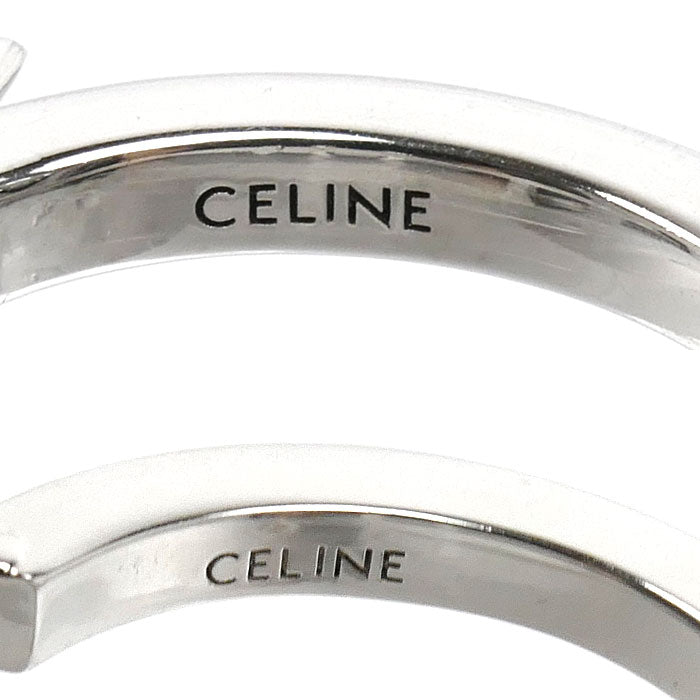 CELINE セリーヌ メタル ラインストーン トリオンフ　スパークル フープ ピアス 461DB6BZI 5.7g レディース【中古】