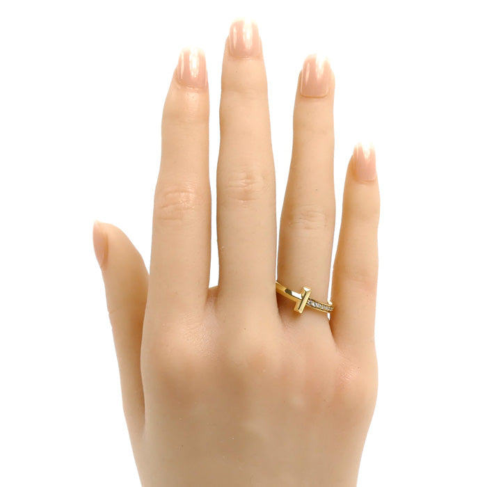 TIFFANY&Co. ティファニー K18YG イエローゴールド Tワン ナロー ダイヤ リング・指輪 67795113 ダイヤモンド0.08ct 11号 4.1g レディース【中古】