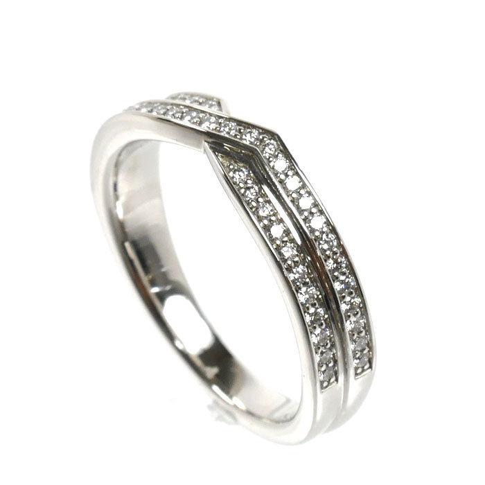 HARRY WINSTON ハリーウィンストン Pt950プラチナ トリスト ツーロウ バンド リング・指輪 WBDPRD2RTST-050 ダイヤモンド 9号 5.3g レディース【中古】【美品】