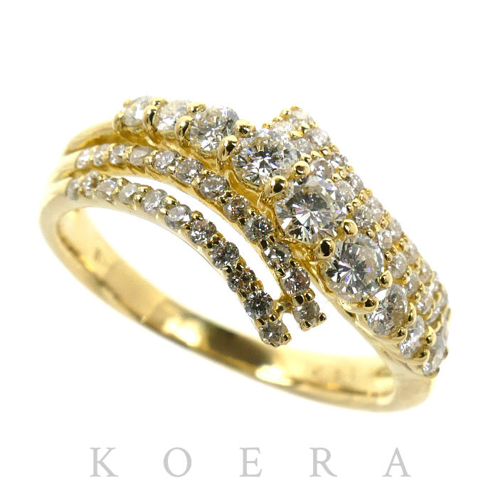 K18YG イエローゴールド リング・指輪 ダイヤモンド0.85ct 14号 4.8g レディース【中古】【美品】
