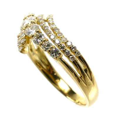 K18YG イエローゴールド リング・指輪 ダイヤモンド0.85ct 14号 4.8g レディース【中古】【美品】