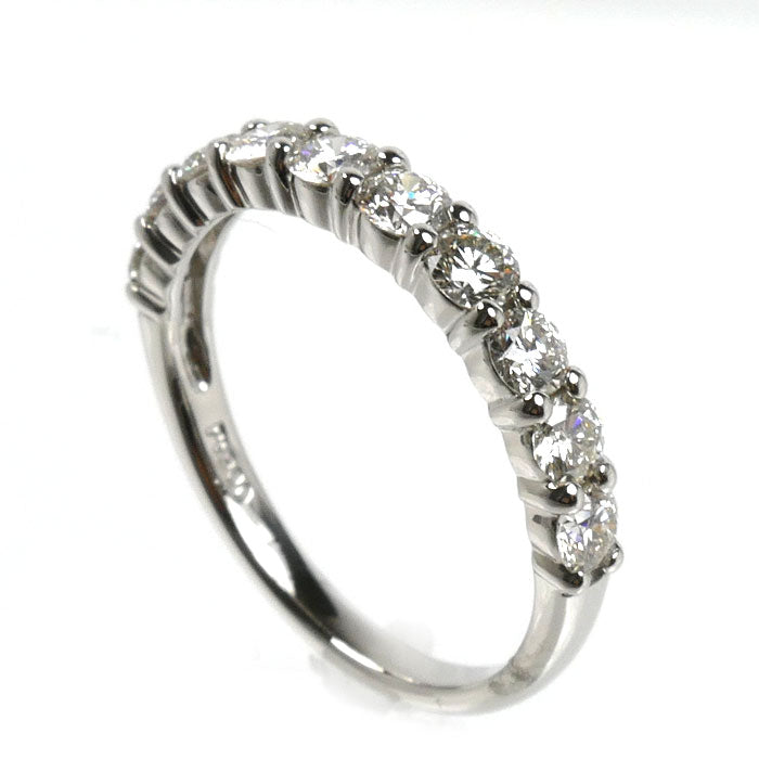 Pt900プラチナ ハーフエタニティ リング・指輪 ダイヤモンド0.85ct 11号 2.9g レディース【中古】【美品】