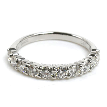 Pt900プラチナ ハーフエタニティ リング・指輪 ダイヤモンド0.85ct 11号 2.9g レディース【中古】【美品】
