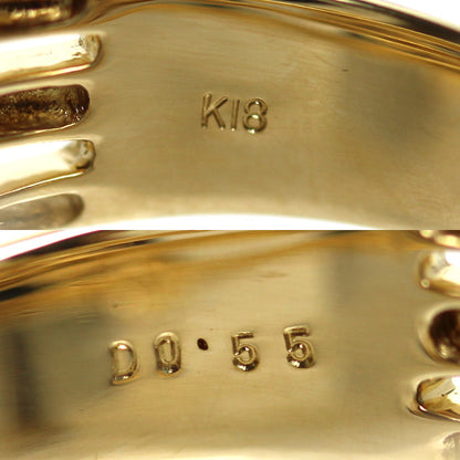 K18YG イエローゴールド リング・指輪 ダイヤモンド0.55ct 12号 5.8g フラワーモチーフ レディース【中古】【美品】