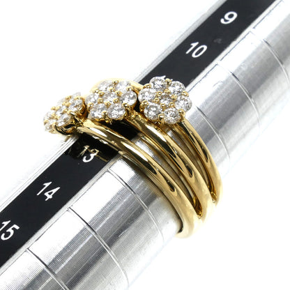 K18YG イエローゴールド リング・指輪 ダイヤモンド0.55ct 12号 5.8g フラワーモチーフ レディース【中古】【美品】
