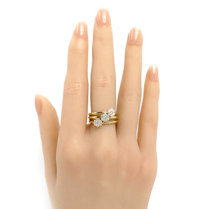 K18YG イエローゴールド リング・指輪 ダイヤモンド0.55ct 12号 5.8g フラワーモチーフ レディース【中古】【美品】