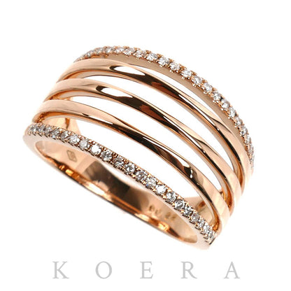 K18PG ピンクゴールド リング・指輪 ダイヤモンド0.22ct 14号 6.2g レディース【中古】【美品】