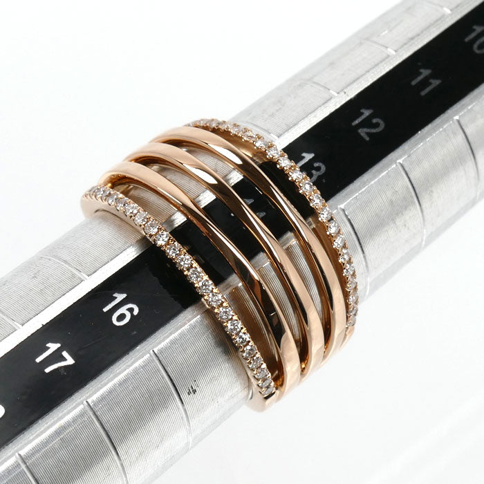 K18PG ピンクゴールド リング・指輪 ダイヤモンド0.22ct 14号 6.2g レディース【中古】【美品】