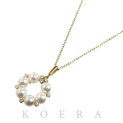 MIKIMOTO ミキモト K18YG イエローゴールド サークル リース ネックレス PP-10990AK アコヤパール約5.4mm 4.6g 38cm レディース【中古】