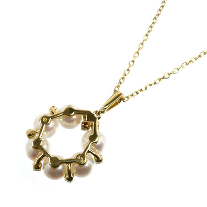 MIKIMOTO ミキモト K18YG イエローゴールド サークル リース ネックレス PP-10990AK アコヤパール約5.4mm 4.6g 38cm レディース【中古】