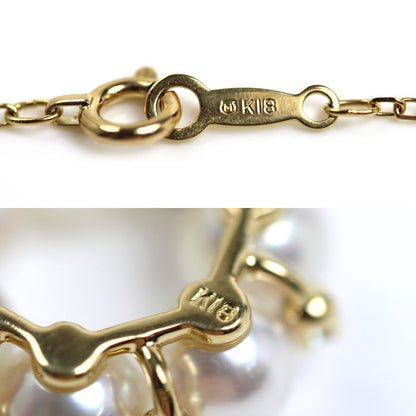 MIKIMOTO ミキモト K18YG イエローゴールド サークル リース ネックレス PP-10990AK アコヤパール約5.4mm 4.6g 38cm レディース【中古】