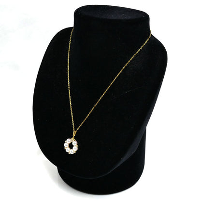 MIKIMOTO ミキモト K18YG イエローゴールド サークル リース ネックレス PP-10990AK アコヤパール約5.4mm 4.6g 38cm レディース【中古】