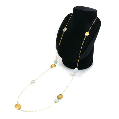 MARCO BICEGO マルコビチェゴ K18YG イエローゴールド ルナリア ロング ネックレス アクアマリン 15.7g 102cm レディース【中古】