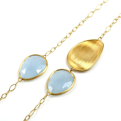 MARCO BICEGO マルコビチェゴ K18YG イエローゴールド ルナリア ロング ネックレス アクアマリン 15.7g 102cm レディース【中古】