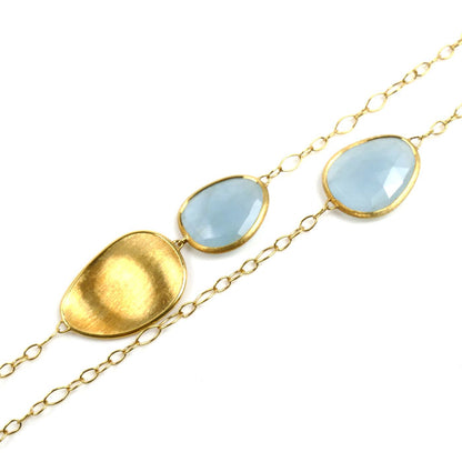 MARCO BICEGO マルコビチェゴ K18YG イエローゴールド ルナリア ロング ネックレス アクアマリン 15.7g 102cm レディース【中古】