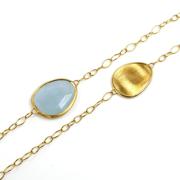 MARCO BICEGO マルコビチェゴ K18YG イエローゴールド ルナリア ロング ネックレス アクアマリン 15.7g 102cm レディース【中古】