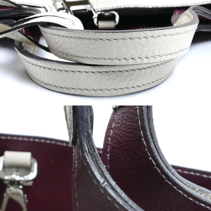 TOD’S トッズ T タイムレス レザー バッグ ミニ 2Wayショルダーバッグ グレージュ/バーガンディ XBWAPAFL100 QRI レディース【中古】