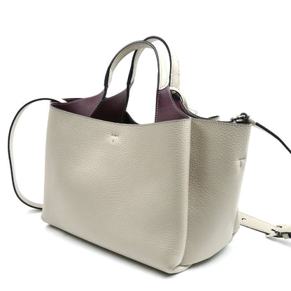 TOD’S トッズ T タイムレス レザー バッグ ミニ 2Wayショルダーバッグ グレージュ/バーガンディ XBWAPAFL100 QRI レディース【中古】
