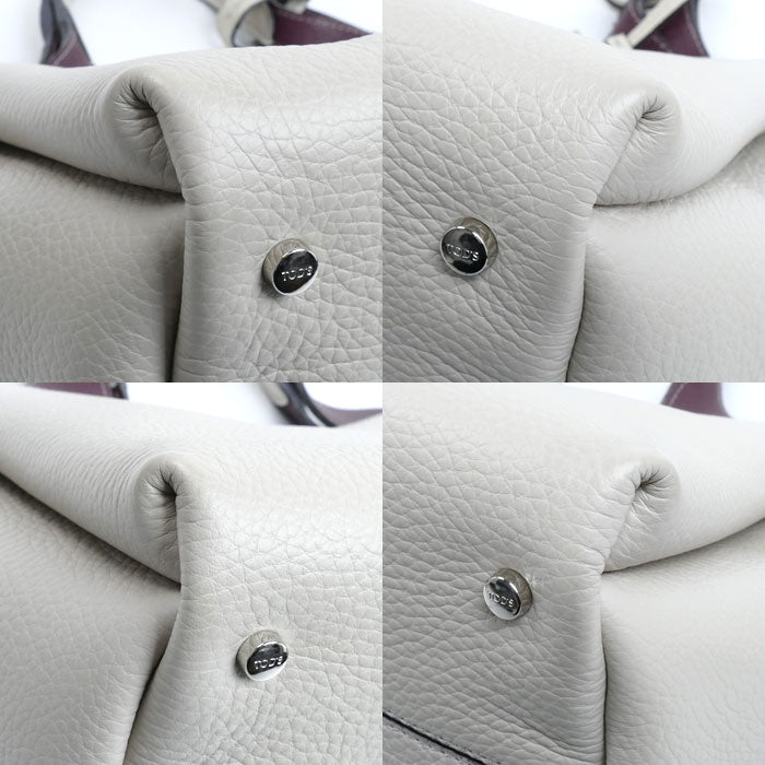 TOD’S トッズ T タイムレス レザー バッグ ミニ 2Wayショルダーバッグ グレージュ/バーガンディ XBWAPAFL100 QRI レディース【中古】