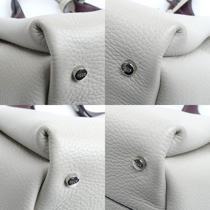 TOD’S トッズ T タイムレス レザー バッグ ミニ 2Wayショルダーバッグ グレージュ/バーガンディ XBWAPAFL100 QRI レディース【中古】