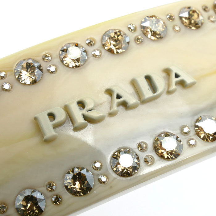 PRADA プラダ 真鍮 ラインストーン プレックス ヘアクリップ バレッタ 1IF043_2CD0_F0304 レディース【中古】