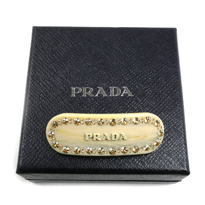 PRADA プラダ 真鍮 ラインストーン プレックス ヘアクリップ バレッタ 1IF043_2CD0_F0304 レディース【中古】