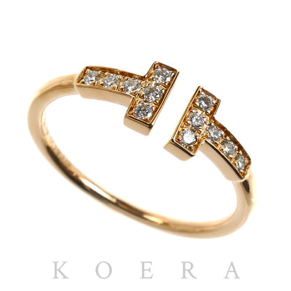 TIFFANY&Co. ティファニー K18PG ピンクゴールド Tワイヤー ダイヤ リング・指輪 60147328 ダイヤモンド 14号 2.4g レディース【中古】