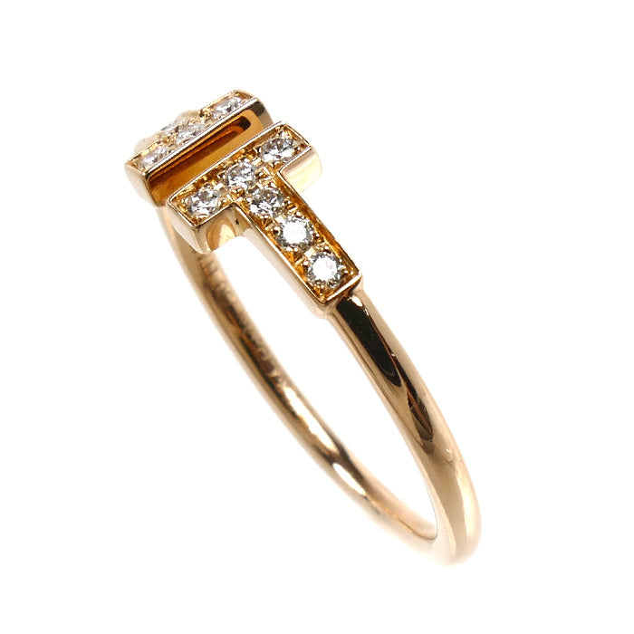 TIFFANY&Co. ティファニー K18PG ピンクゴールド Tワイヤー ダイヤ リング・指輪 60147328 ダイヤモンド 14号 2.4g レディース【中古】