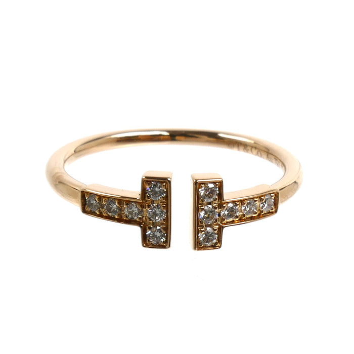 TIFFANY&Co. ティファニー K18PG ピンクゴールド Tワイヤー ダイヤ リング・指輪 60147328 ダイヤモンド 14号 2.4g レディース【中古】