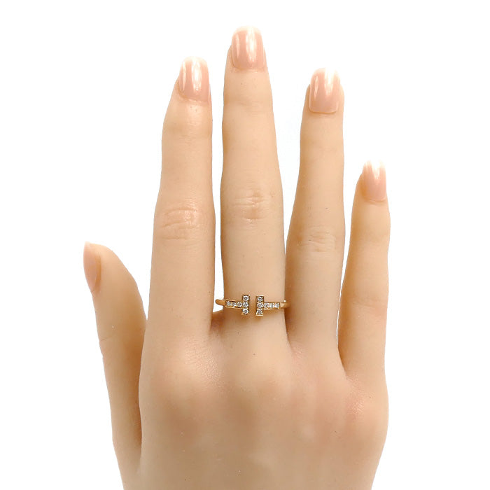 TIFFANY&Co. ティファニー K18PG ピンクゴールド Tワイヤー ダイヤ リング・指輪 60147328 ダイヤモンド 14号 2.4g レディース【中古】