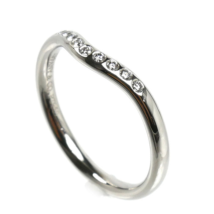 TIFFANY&Co. ティファニー Pt950プラチナ カーブドバンド 9Pダイヤ リング・指輪 60016939 ダイヤモンド 9号 3.2g レディース【中古】【美品】