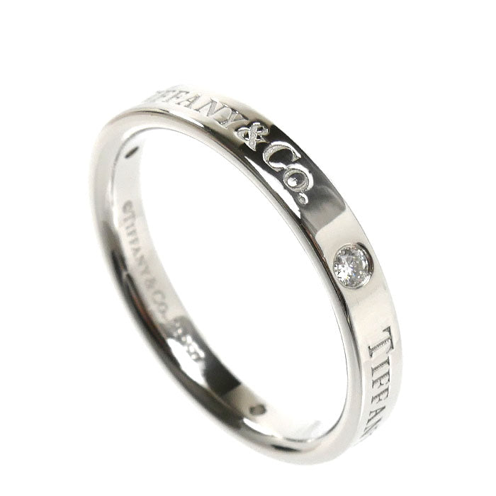 TIFFANY&Co. ティファニー Pt950プラチナ フラットバンド 3Pダイヤ リング・指輪 ダイヤモンド 15号 5.5g レディース【中古】【美品】