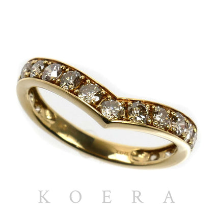 K18YG イエローゴールド V字 リング・指輪 ダイヤモンド1.00ct 15号 2.2g レディース【中古】