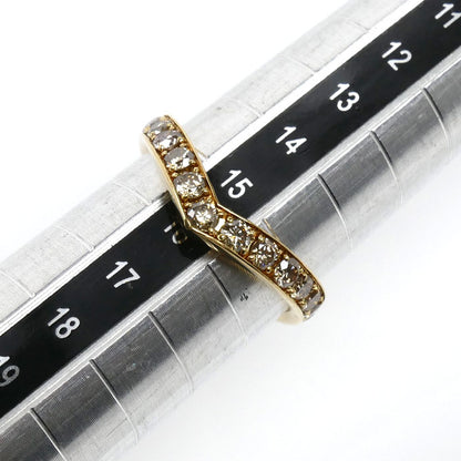 K18YG イエローゴールド V字 リング・指輪 ダイヤモンド1.00ct 15号 2.2g レディース【中古】