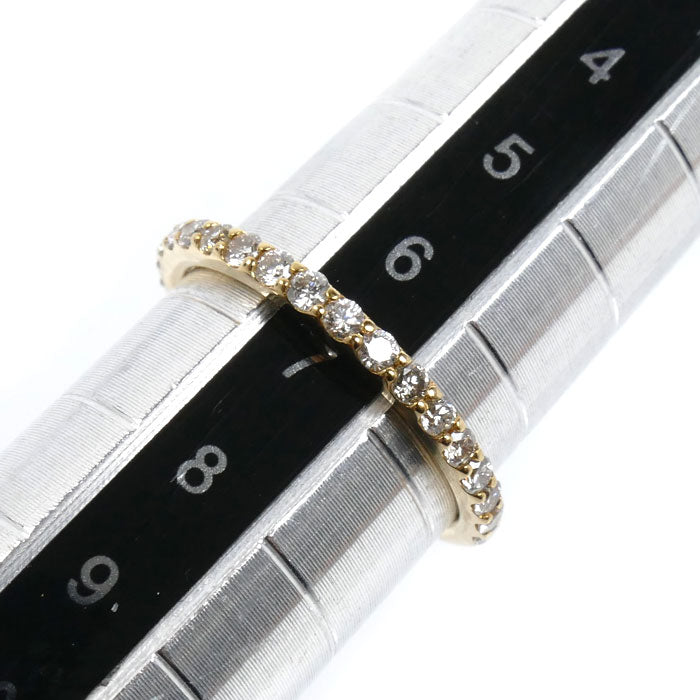 K18YG イエローゴールド ハーフエタニティ リング・指輪 ダイヤモンド0.30ct 6.5号 1.2g レディース【中古】