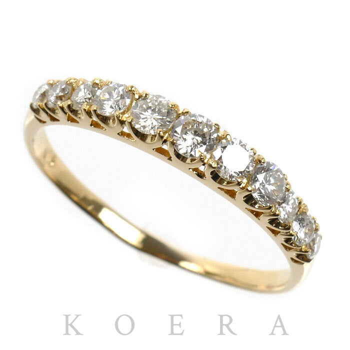 K18YG イエローゴールド ハーフエタニティ リング・指輪 ダイヤモンド0.55ct 16.5号 1.7g レディース【中古】