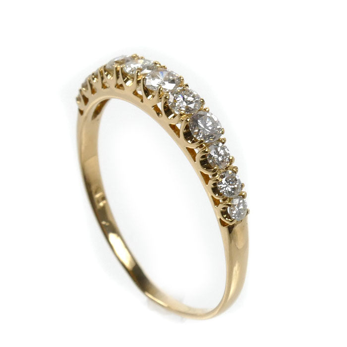 K18YG イエローゴールド ハーフエタニティ リング・指輪 ダイヤモンド0.55ct 16.5号 1.7g レディース【中古】