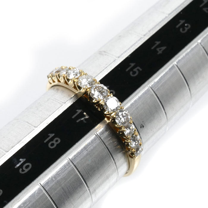 K18YG イエローゴールド ハーフエタニティ リング・指輪 ダイヤモンド0.55ct 16.5号 1.7g レディース【中古】