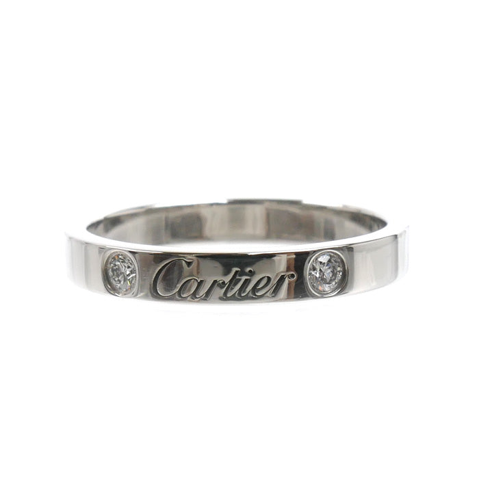 CARTIER カルティエ Pt950プラチナ エングレーブド 2Pダイヤ リング・指輪 B4077854 ダイヤモンド 14号 54 4.9g レディース【中古】【美品】