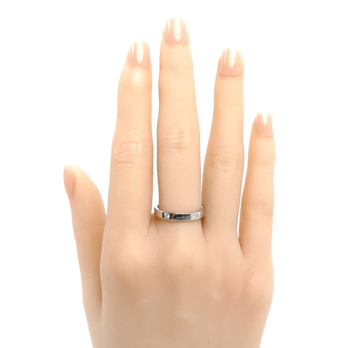 CARTIER カルティエ Pt950プラチナ エングレーブド 2Pダイヤ リング・指輪 B4077854 ダイヤモンド 14号 54 4.9g レディース【中古】【美品】