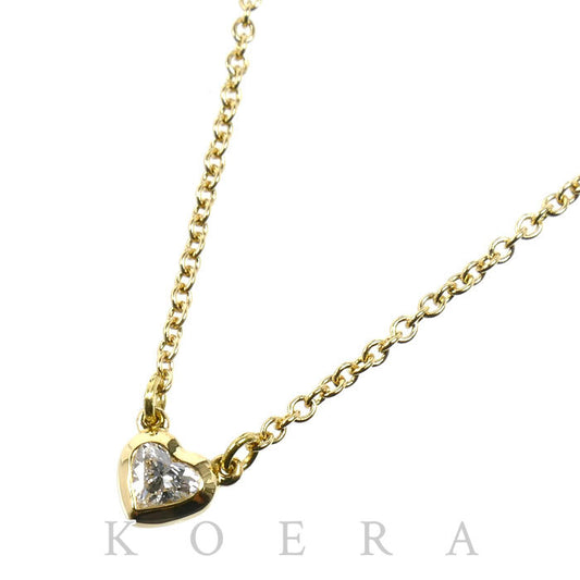 TIFFANY&Co. ティファニー K18YG イエローゴールド バイザヤード ハート ネックレス ダイヤモンド 2.1g 41cm レディース【中古】