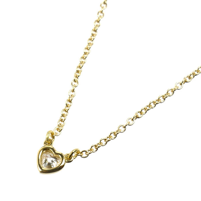 TIFFANY&Co. ティファニー K18YG イエローゴールド バイザヤード ハート ネックレス ダイヤモンド 2.1g 41cm レディース【中古】
