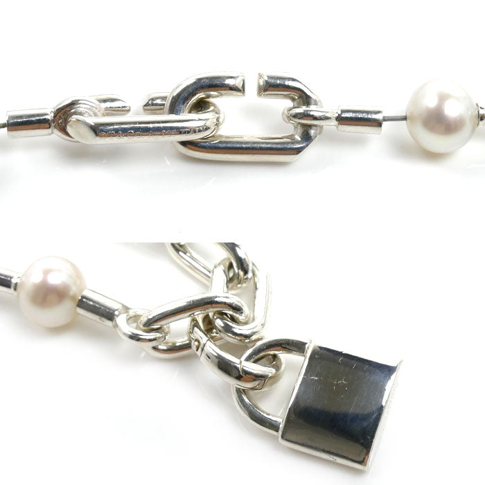 TIFFANY&Co. ティファニー シルバー925 ハードウェア パールロック ネックレス パール 53.6g 60cm レディース【中古】【美品】