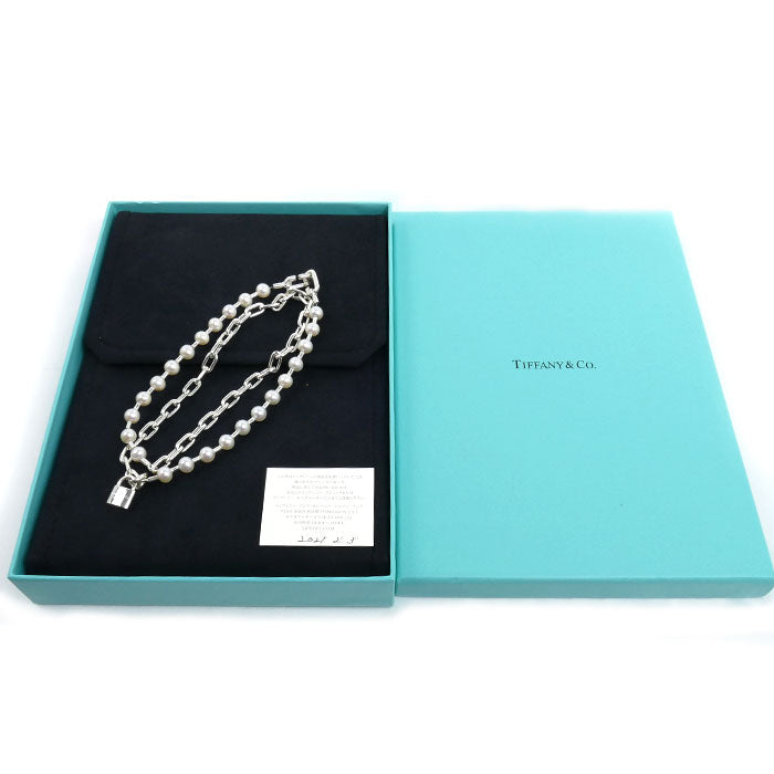 TIFFANY&Co. ティファニー シルバー925 ハードウェア パールロック ネックレス パール 53.6g 60cm レディース【中古】【美品】